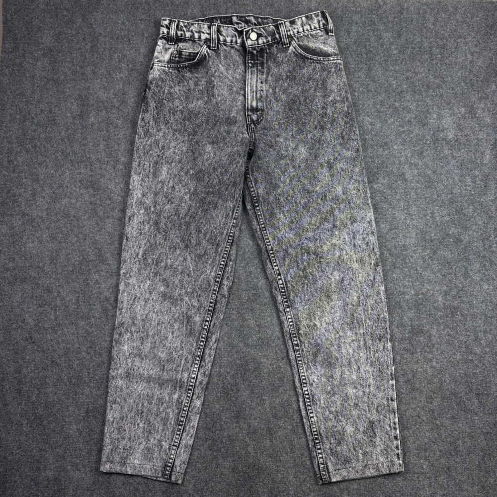 Levi's 550 Jeans Mens 34x32 Black Acid Wash Relaxed Tapered Made in USA Vintage